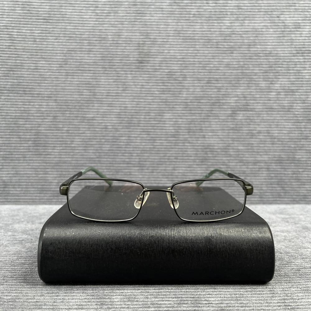 Marchon M531 324 Y2k Eyeglasses Dark Olive Green Metal Rectangular Frames